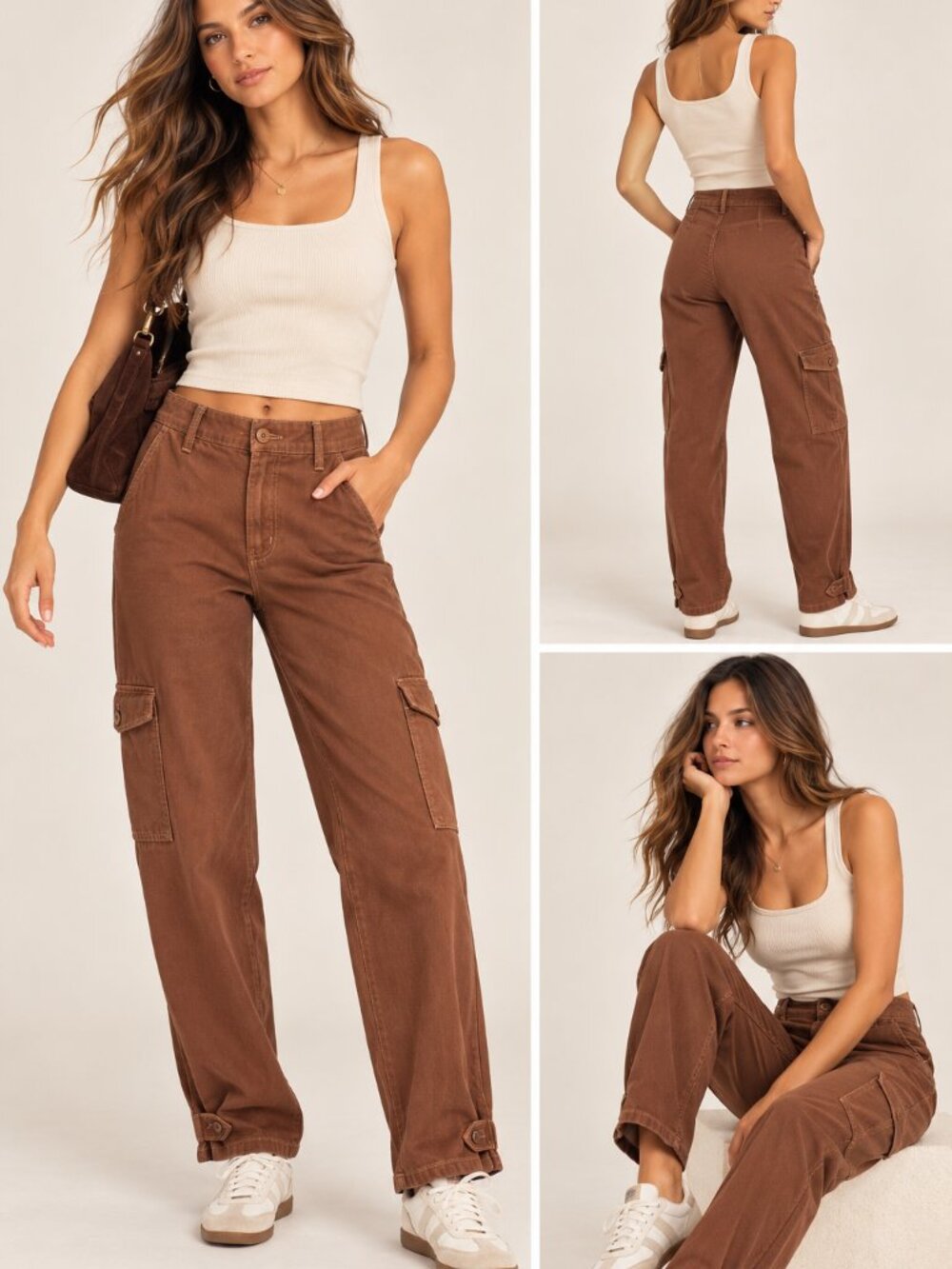 Wilfred Free Brown High Rise Cargo Pants Size 2 Utility Straight Leg